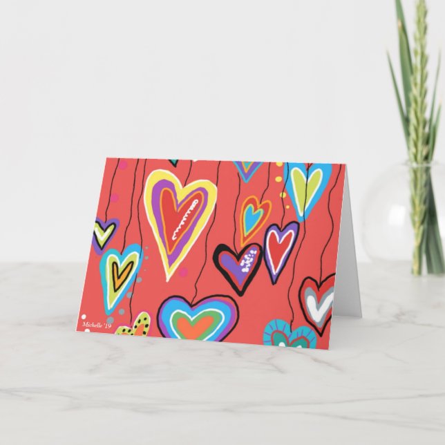 Cartão De Agradecimento Corações, Corações e Mais Corações (Frente)