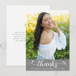 Cartão De Agradecimento Corações de Script Elegante Moderno para Graduação