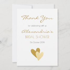 Cartão De Agradecimento Corações Dourados do chá de panela