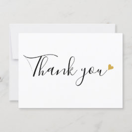 Cartão De Agradecimento Corações Dourados Escrita Moderna Elegante