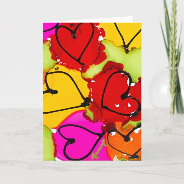 Cartão De Agradecimento Corações Em Qualquer Lugar Adoramento Obrigado Not (Frente)