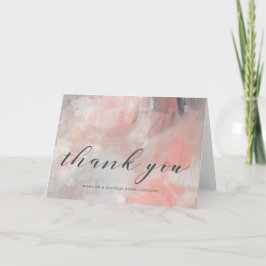 Cartão De Agradecimento Coral and Gray Abstract Brushstrokes Thank You