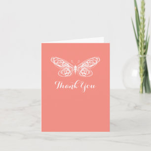 Cartão de Agradecimento Coral Borboleta Bat Mitzva