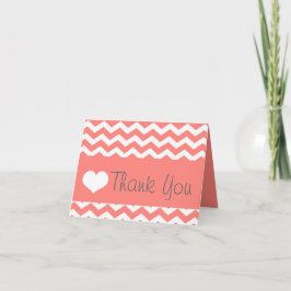 Cartão De Agradecimento Coral Chevron Thank You Note