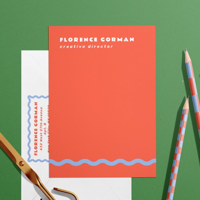 Cartão De Agradecimento Coral e Quadro de Ondas Azul Francês Pessoal (Criador carregado)