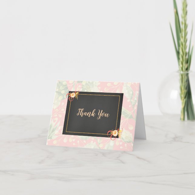 Cartão De Agradecimento Coral Floral Weding Obrigado (Frente)