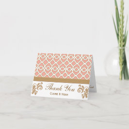 Cartão De Agradecimento Coral Gold Moroccan Thank You Wedding Card
