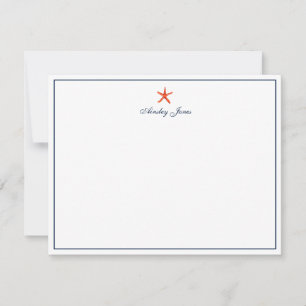 Cartão De Agradecimento Coral Náutico e Estrela-do-Mar Personalizados