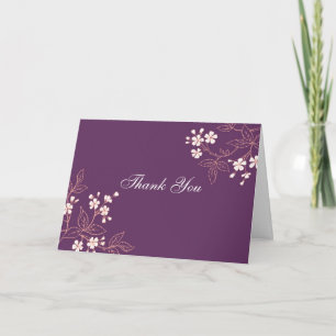 Cartão De Agradecimento Coral Plum Floral Chá de fraldas Hosts Obrigado