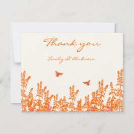 Cartão De Agradecimento Coral Wildflower Romântico Bumble Bee Wede RSVP