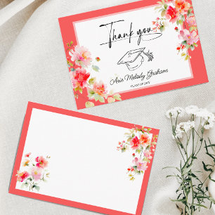 Cartão De Agradecimento Cores Vibrantes Rosa Laranja Formatura