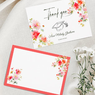 Cartão De Agradecimento Cores Vibrantes Rosa Laranja Graduação