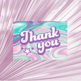 Cartão De Agradecimento Cores vibrantes Rosa, Roxo, Esverdeado de menta Re