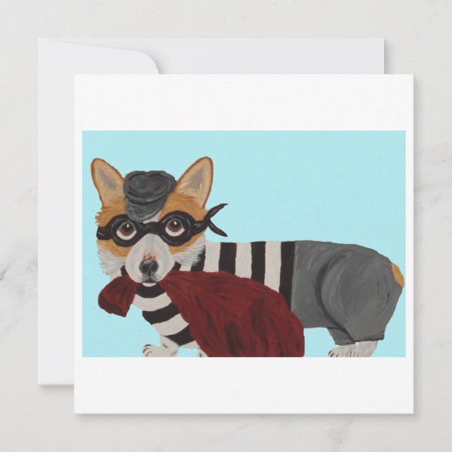 Cartão De Agradecimento Corgi Burglar Invitation (Frente)