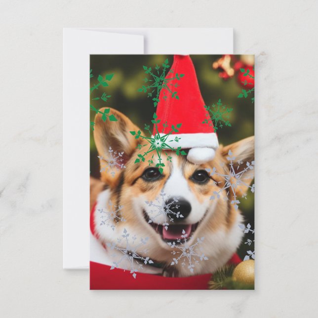 Cartão De Agradecimento Corgi sorrindo de natal (Frente)