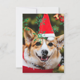 Cartão De Agradecimento Corgi sorrindo de natal
