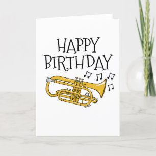 Cartão De Agradecimento Cornet Birthday Card Cornetist Brass Musico