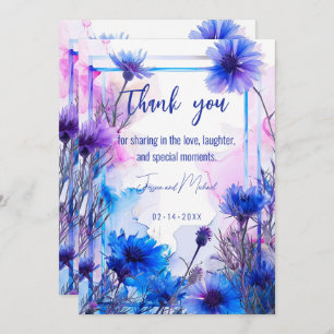 Cartão De Agradecimento 💍 Cornflower e Elegância Lavanda