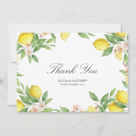 Cartão De Agradecimento Coroa de Aquarela Casamento Mediterrâneo Citrino