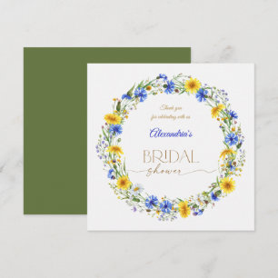 Cartão De Agradecimento Coroa de Flores Silvestres Azul Amarelo Lavanda