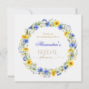Cartão De Agradecimento Coroa de flores silvestres azul amarelo lavanda