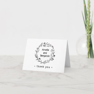 Cartão De Agradecimento Coroa de Flores Silvestres Minimalista Casamento R