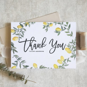Cartão De Agradecimento Coroa de Limão Aquarela Boho Verão