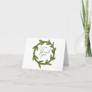 Cartão De Agradecimento Coroa de Natal em aquarela elegante inverno