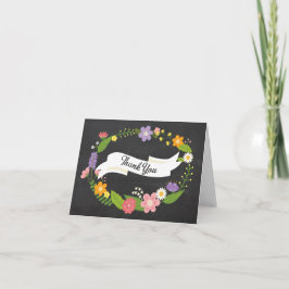 Cartão De Agradecimento Coroa de Noivado Boho Woodland em Quadro de Giz