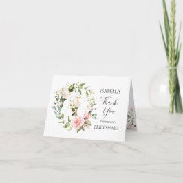 Cartão De Agradecimento Coroa floral de noiva monograma letra I