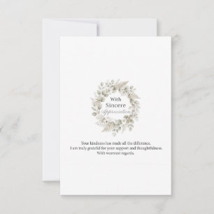 Cartão De Agradecimento Coroa Floral Elegante Apreciação Sincera
