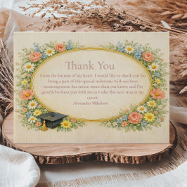 Cartão De Agradecimento Coroa Floral Pastel Celebração de Formatura