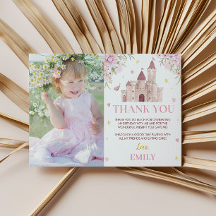 Cartão De Agradecimento Coroa Floral Rosa Ouro Princesa Aniversário Obriga