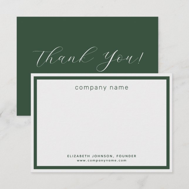 Cartão De Agradecimento Corporate Business Modern Green Light Gray (Frente/Verso)