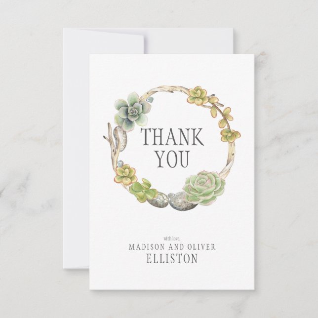 Cartão De Agradecimento Corrida de Suculentes, Perucas e Pedras | Obrigado (Frente)