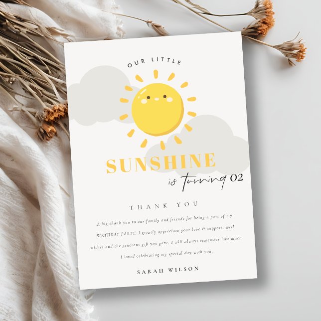 Cartão De Agradecimento Corta Nosso Pequeno Amarelo Sunshine Qualquer Idad (Criador carregado)