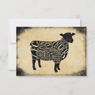 Cartão De Agradecimento Cortes de carne de cordeiro vintage Loja de talhos