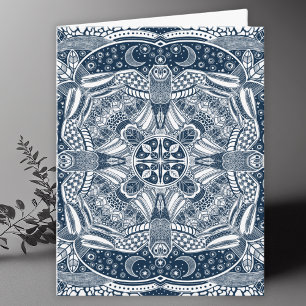 Cartão De Agradecimento Corujas Arte Mandala Em Branco