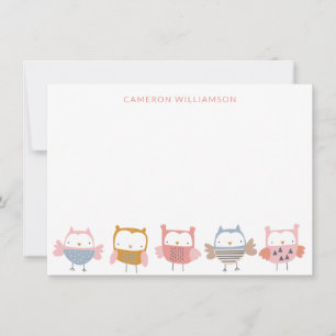 Cartão De Agradecimento Corujas Bestiais em Papel de Carta Personalizado R