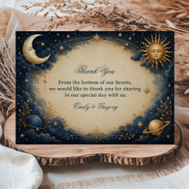 Cartão De Agradecimento Cósmico Vintage Celestial