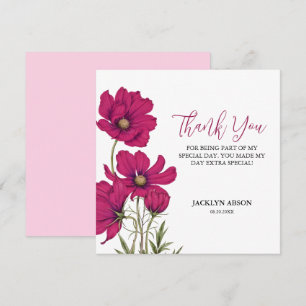 Cartão De Agradecimento Cosmos Rosa Escuro Floral Obrigado