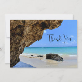 Cartão De Agradecimento Costa Tropical de Praia com Grande Rock Obrigado