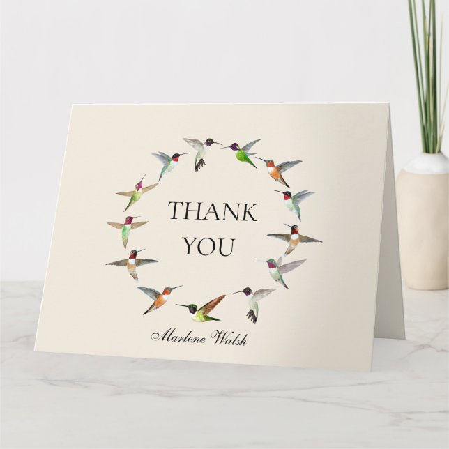 Cartão De Agradecimento Costume de beija-flores da América do Norte Obriga (Frente)