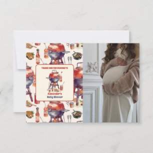 Cartão De Agradecimento Cóta Aquarela Bebê Q Foto do Chá de fraldas