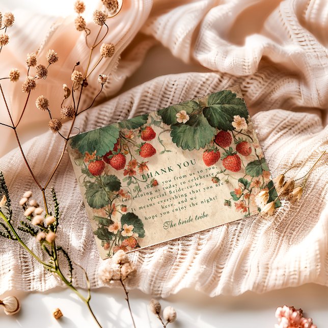 Cartão De Agradecimento Cottage Garden Strawberry Bridal Shower (Criador carregado)