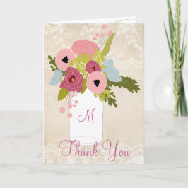 Cartão De Agradecimento Country Burlap Lace Mason Jar Weding Obrigado