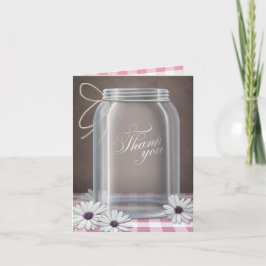 Cartão De Agradecimento Country Mason Jar Daisy Pink Obrigado