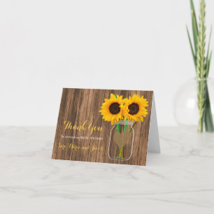 Cartão De Agradecimento Country Sunflower Mason Jar Design