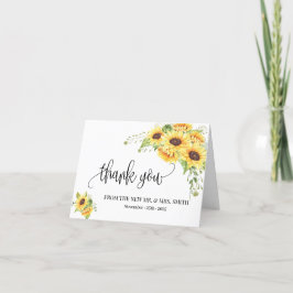Cartão de agradecimento country sunflowers casamen
