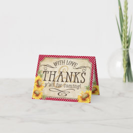 Cartão De Agradecimento Country Sunflowers Gingham Check Rustic Thank You